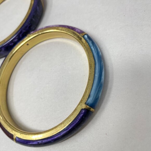 Enamel Bangle Bracelets SET OF 3 Colorblock Marbled Retro Classic - Picture 10 of 16